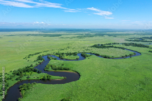 夏の釧路湿原ドローン空撮