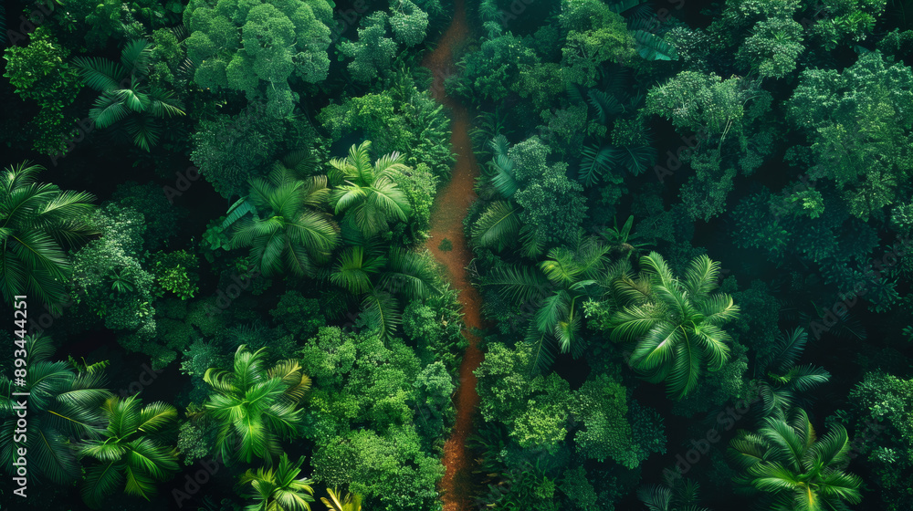 Aerial Drone Shots of Dense Jungles with Dark Green Foliage and Winding ...