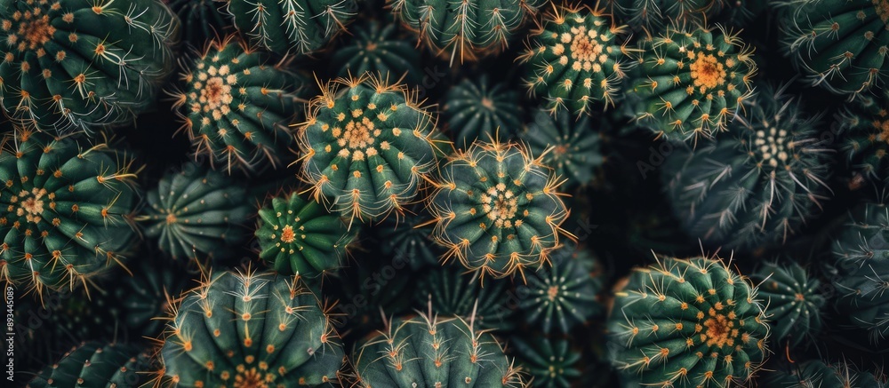A close up shot of cacti from above showing intricate details with a focus on the macro perspective and abundant copy space image A close up shot of cacti from above showing intricate details with a focus on the macro perspective and abundant copy space image