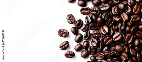 Coffee beans on a white bac...