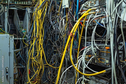 Tangled Network Cables in Server Room