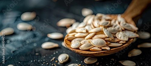 Pumpkin seeds are scattered...