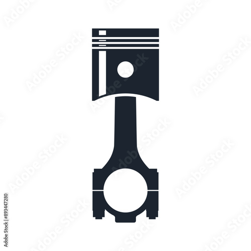 Engine piston and connecting rod icon. Vector illustration