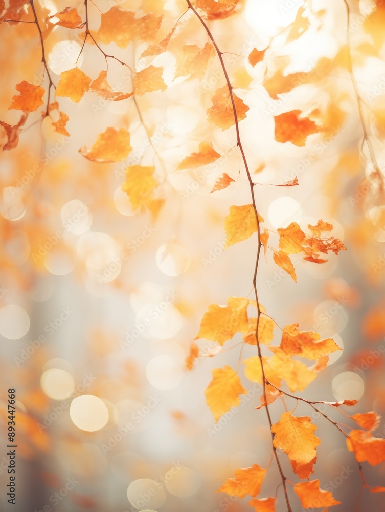 Golden autumn leaves with bokeh background effect Golden autumn leaves with bokeh background effect