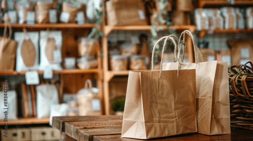 Eco-Friendly Paper Bags in Zero Waste Store Eco-Friendly Paper Bags in Zero Waste Store