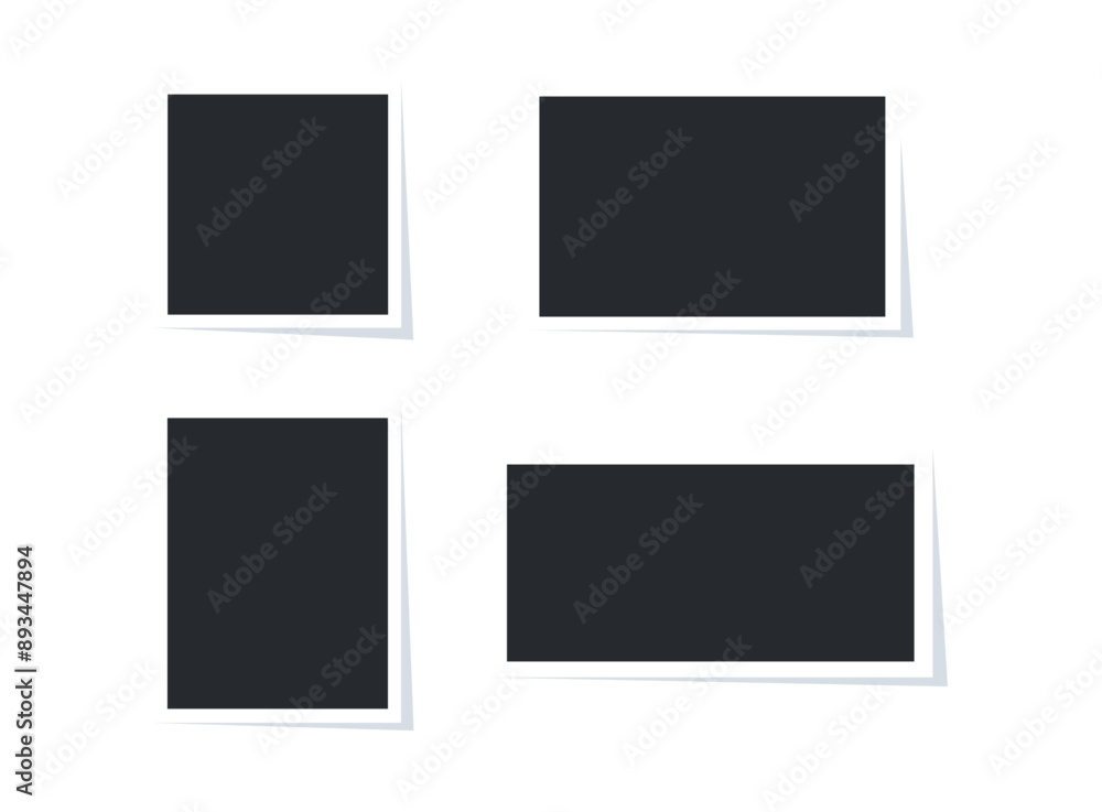Blank photography frames with copy space and border. Vector isolated retro instant photo or realistic of square shape. Template for picture display or presentation, memory album Blank photography frames with copy space and border. Vector isolated retro instant photo or realistic of square shape. Template for picture display or presentation, memory album