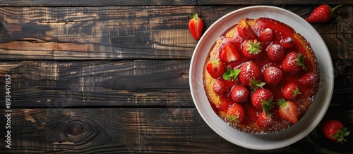 Home baked cake with strawb...