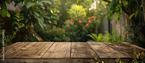 Empty wooden board in a gar...