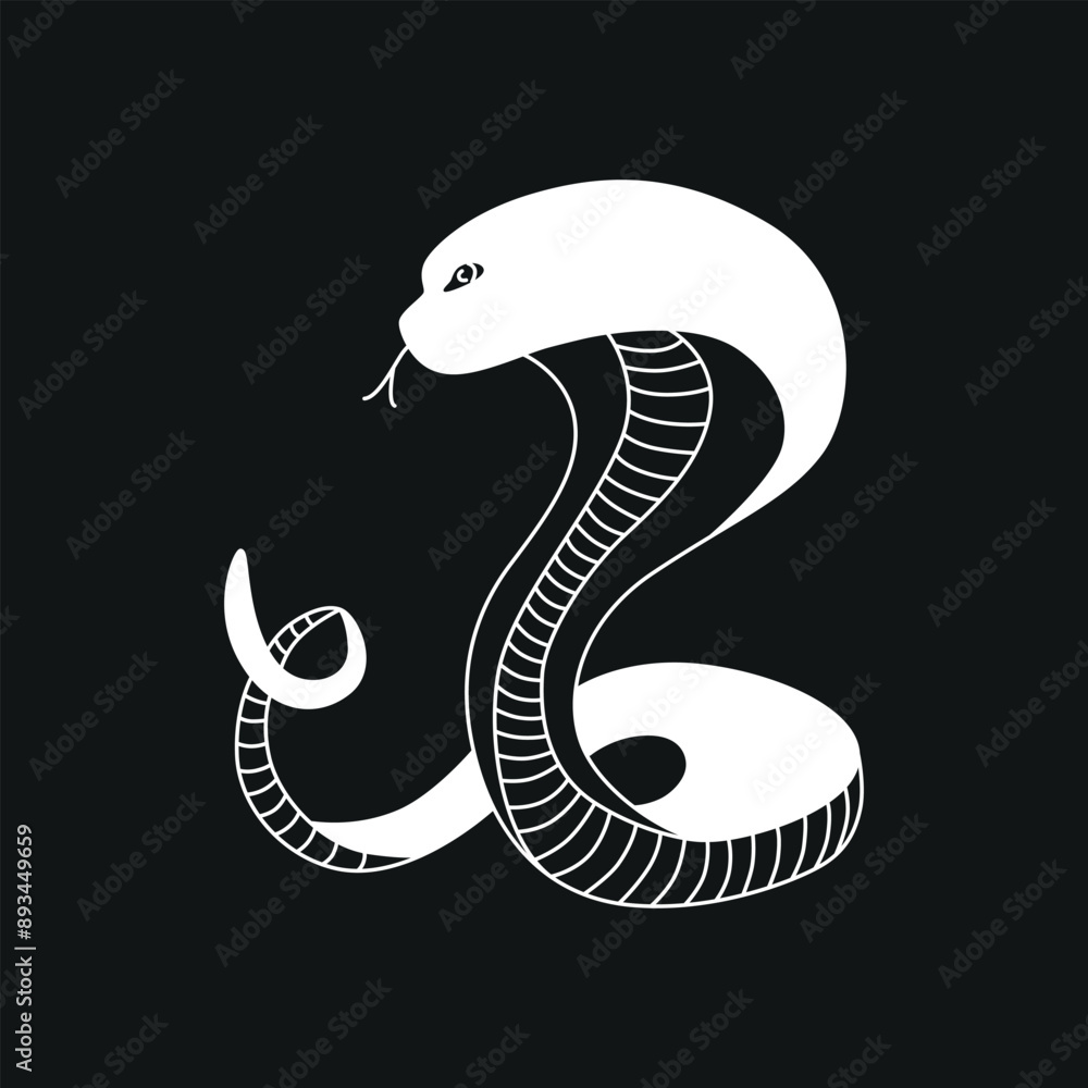 Fototapeta premium Snake line - symbol Chinese oriental New Year 2025 symbol. Vector stock hand drawing illustration for design template tattoo or congratulations greeting card, banner, calendar. Editable stroke.