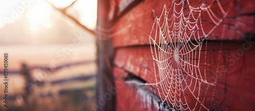 Spiderweb on the barn s roo...