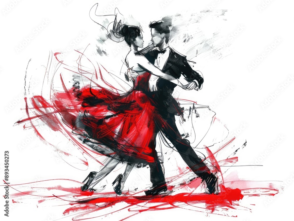 Obraz premium Dramatic Tango Dance Illustration
