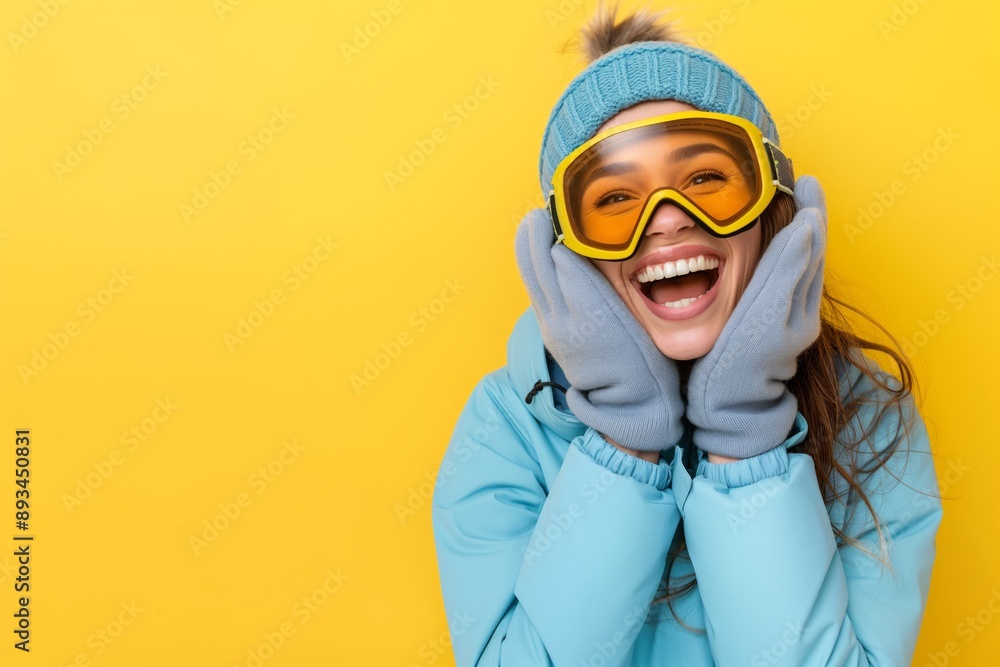 During the winter holidays, a joyful woman enjoys skiing and snowboarding in the mountains, feeling upbeat and thrilled engaging in outdoor activities, embracing adventure and excitement During the winter holidays, a joyful woman enjoys skiing and snowboarding in the mountains, feeling upbeat and thrilled engaging in outdoor activities, embracing adventure and excitement
