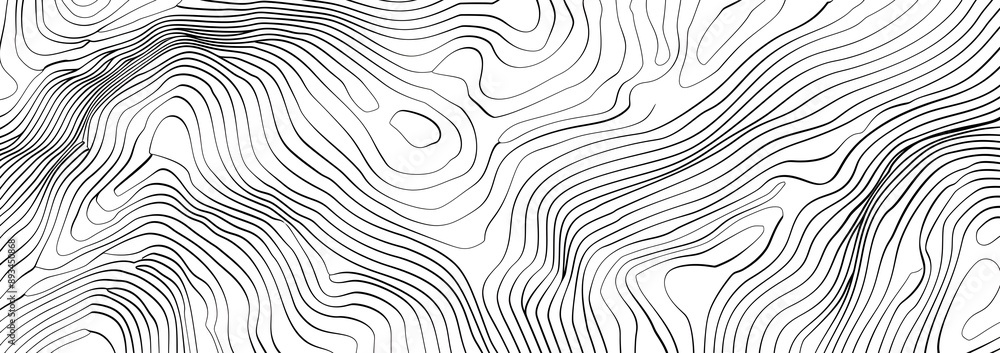 Vector line topographic map background, contour lines pattern vector illustration. Topography map texture with geometric pattern for your design, black and white colors, white background Vector line topographic map background, contour lines pattern vector illustration. Topography map texture with geometric pattern for your design, black and white colors, white background