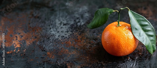 A single ripe tangerine wit...