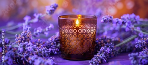 A scented candle in a brown...
