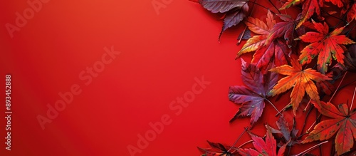 Fall leaves set against a r...