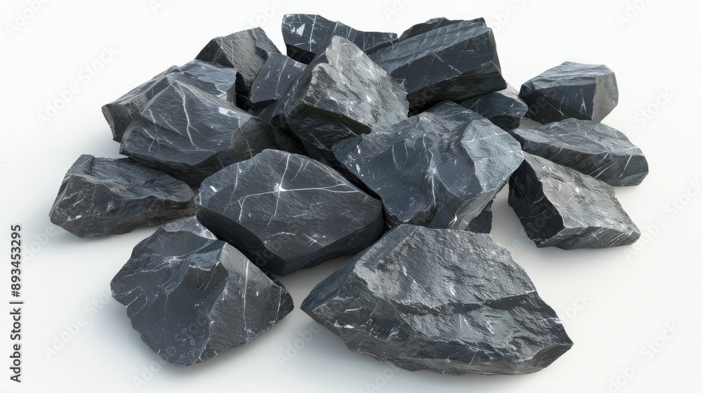 piles black stones on white background piles black stones on white background