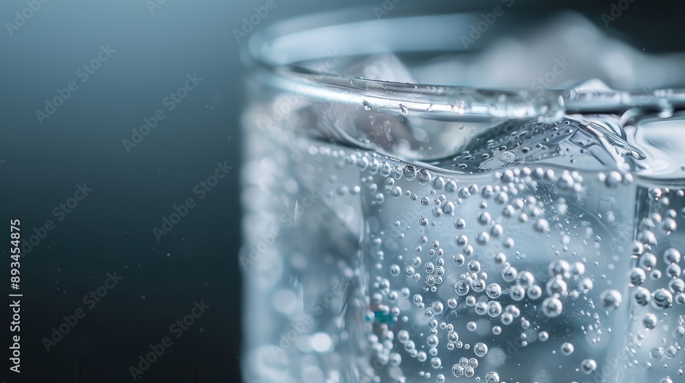 A detailed close-up shot showcasing a refreshing glass of sparkling water filled with ice cubes and bubbles, emphasizing the texture and coldness of the beverage. A detailed close-up shot showcasing a refreshing glass of sparkling water filled with ice cubes and bubbles, emphasizing the texture and coldness of the beverage.