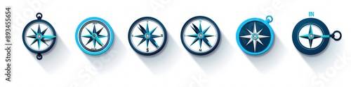 Blue compasses suitable for educational symbols, simple flat design on white.