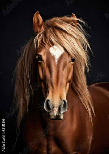 Brown horse with white line color on head. © amazingfotommm