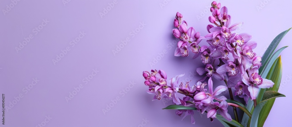 Obraz premium Rhynchostylis gigantea known as the orchid is depicted in a copy space image