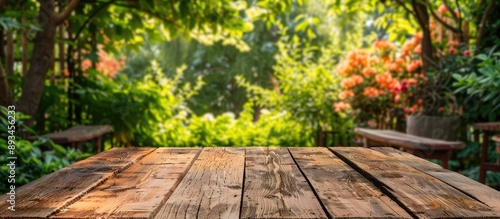 A wooden table set against ...