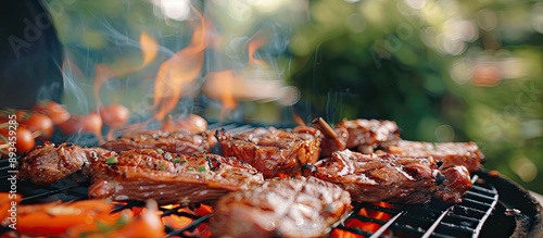 Blurry backdrop of meat for...
