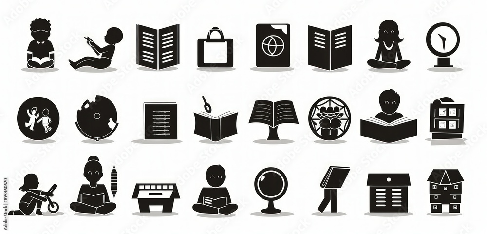 Comprehensive set of vector icons representing diverse school activities for education. Comprehensive set of vector icons representing diverse school activities for education.