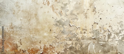 A textured cream grunge wall serves as a background with space for displaying images. photo