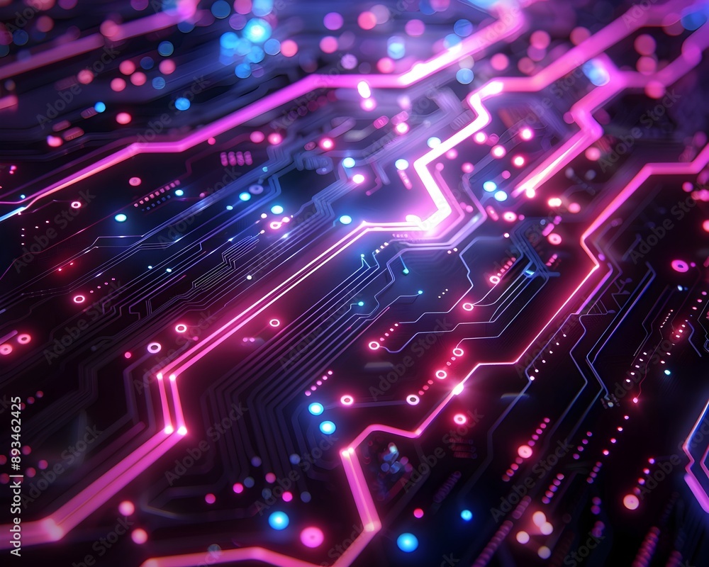 Glowing Neon Circuit Patterns with Dynamic Cyber Background Visuals Glowing Neon Circuit Patterns with Dynamic Cyber Background Visuals