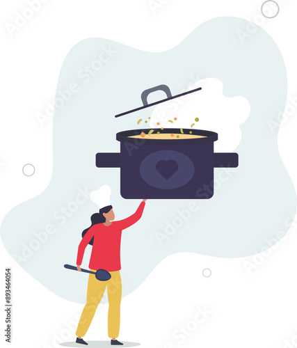 Delicious and healthy homemade food. Diet, weight loss, vegetarians. Graphic elements for cafe and restaurant websites.flat design.illustration with people.