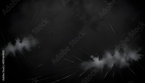 Dust and scratches design. Aged photo editor layer. Black grunge abstract background. Copy space.