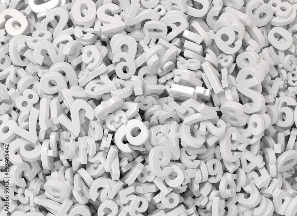 Abstract White Numbers. 3D Illustration. Abstract White Numbers. 3D Illustration.