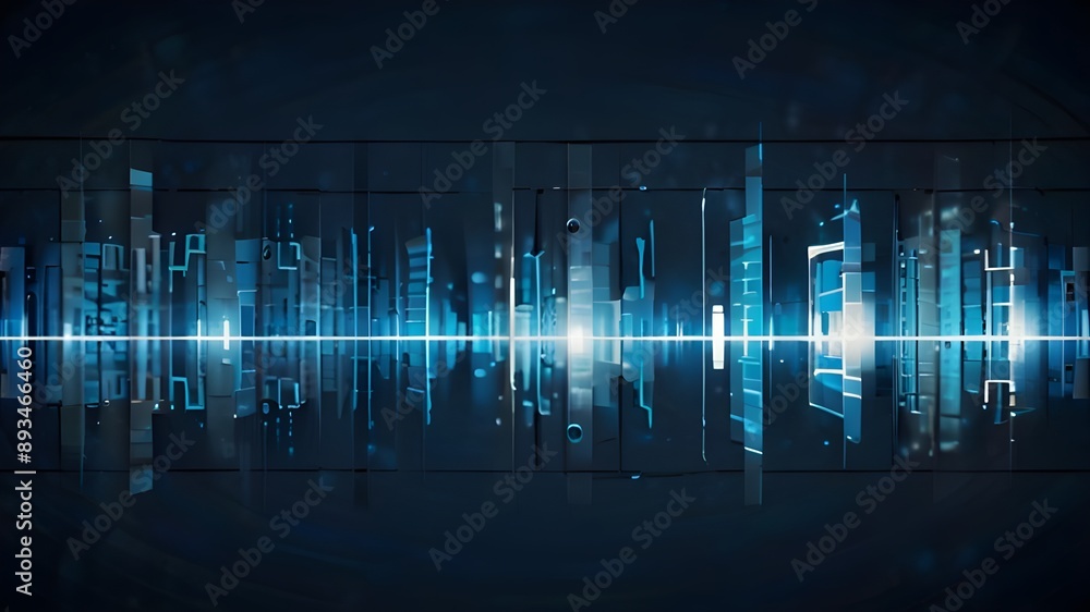 Obraz premium abstract blue technology communication concept vector background Generative AI