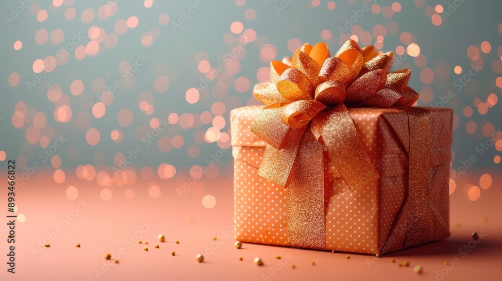 Obraz premium Gift Box with Bow and Festive Lights