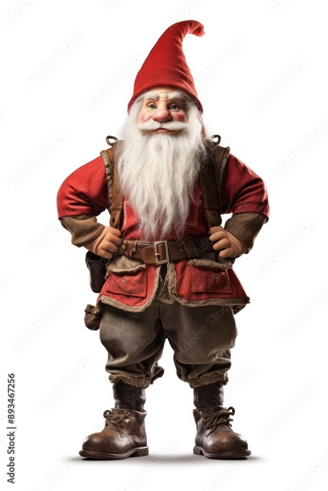 Elf dwarf wearing red hat costume white background celebration. Elf dwarf wearing red hat costume white background celebration.