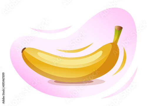 Stylized whole Banana Fruit on white background for packages, stickers. Healthy food for lunchbox. Hand drawn Vector illustration.