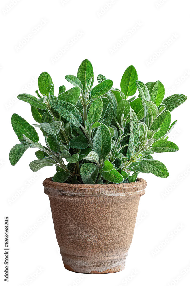 sage in the pot isolated on transparent background