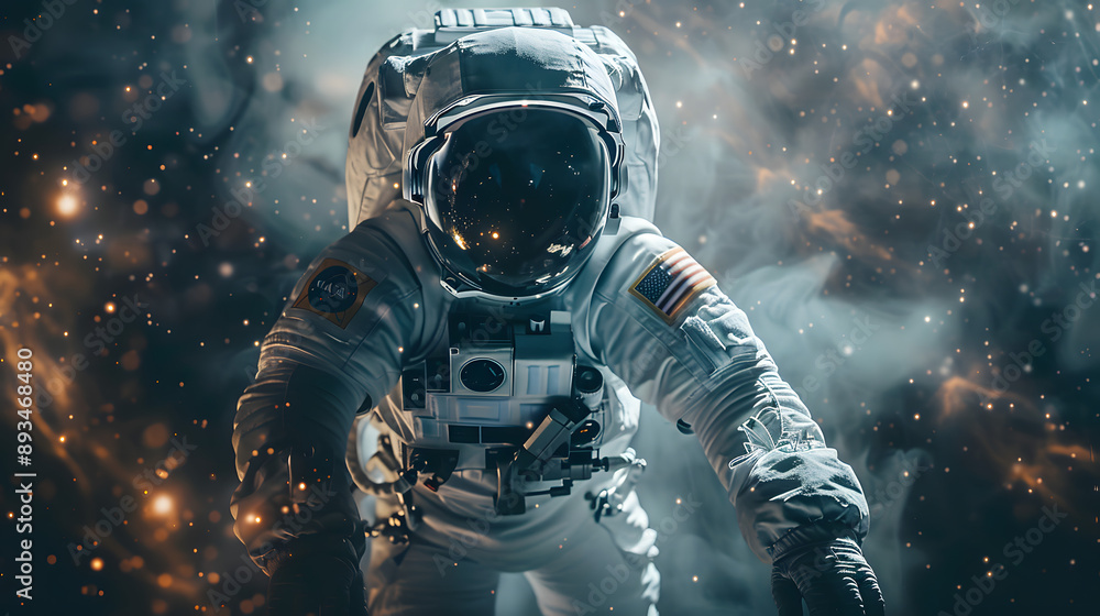 Fototapeta premium Astronaut in outer space modern art