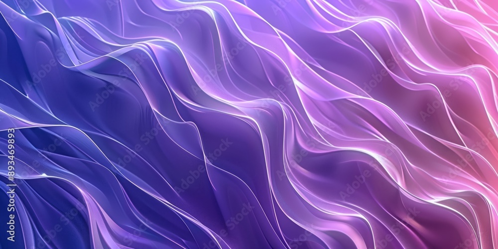 Fototapeta premium Abstract background with wavy elements and shimmering effect in lilac and blue tones, smooth forms.