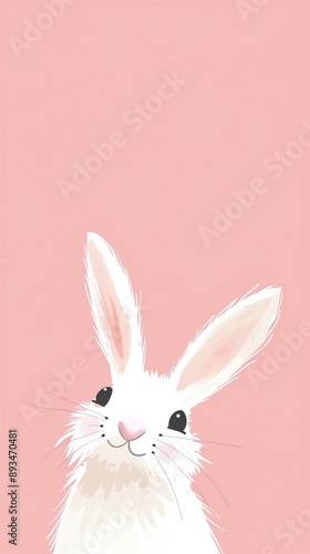 Easter Bunny on pastel pink background