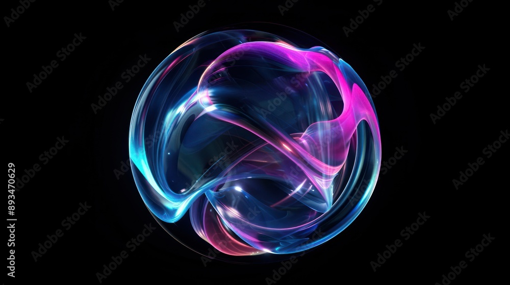 A vibrant sphere of swirling light and color against a black background A vibrant sphere of swirling light and color against a black background