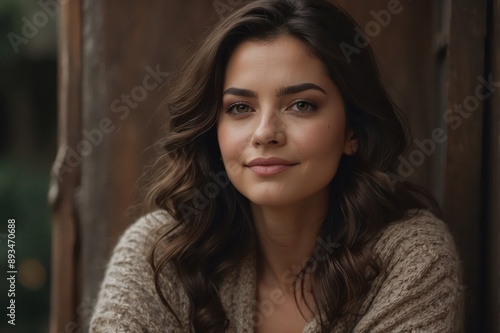 serene indoor portrait of a young woman 