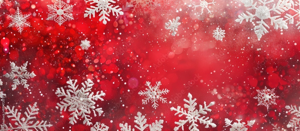 A festive Christmas background is created with delicate white snowflakes against a vibrant red backdrop, ideal for festive copy space image. A festive Christmas background is created with delicate white snowflakes against a vibrant red backdrop, ideal for festive copy space image.