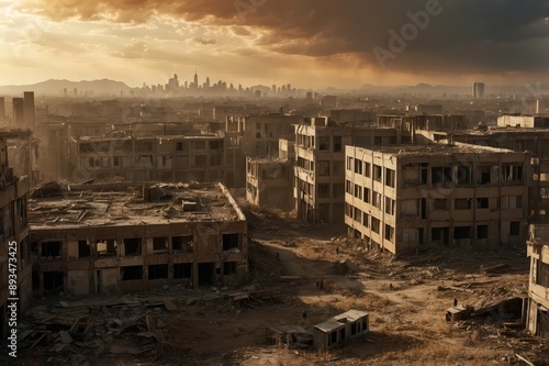 post-apocalyptic cityscape at sunset  © Magic Art