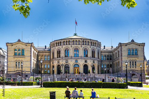 Parliament building in Oslo City center, Norway
