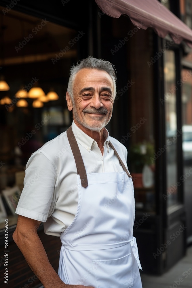 Fototapeta premium Adult smiling apron city.