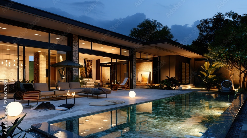 Fototapeta premium Beautiful Vacation house with scenic view