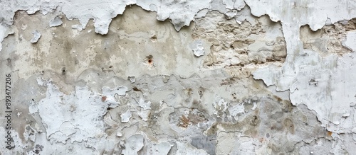 Stucco textured background with an aged concrete wall fragment as the focal point perfect for copy space image