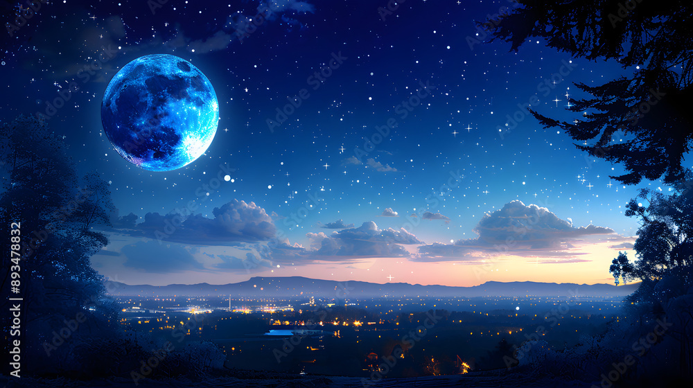 Naklejka premium Peaceful background, blue night sky